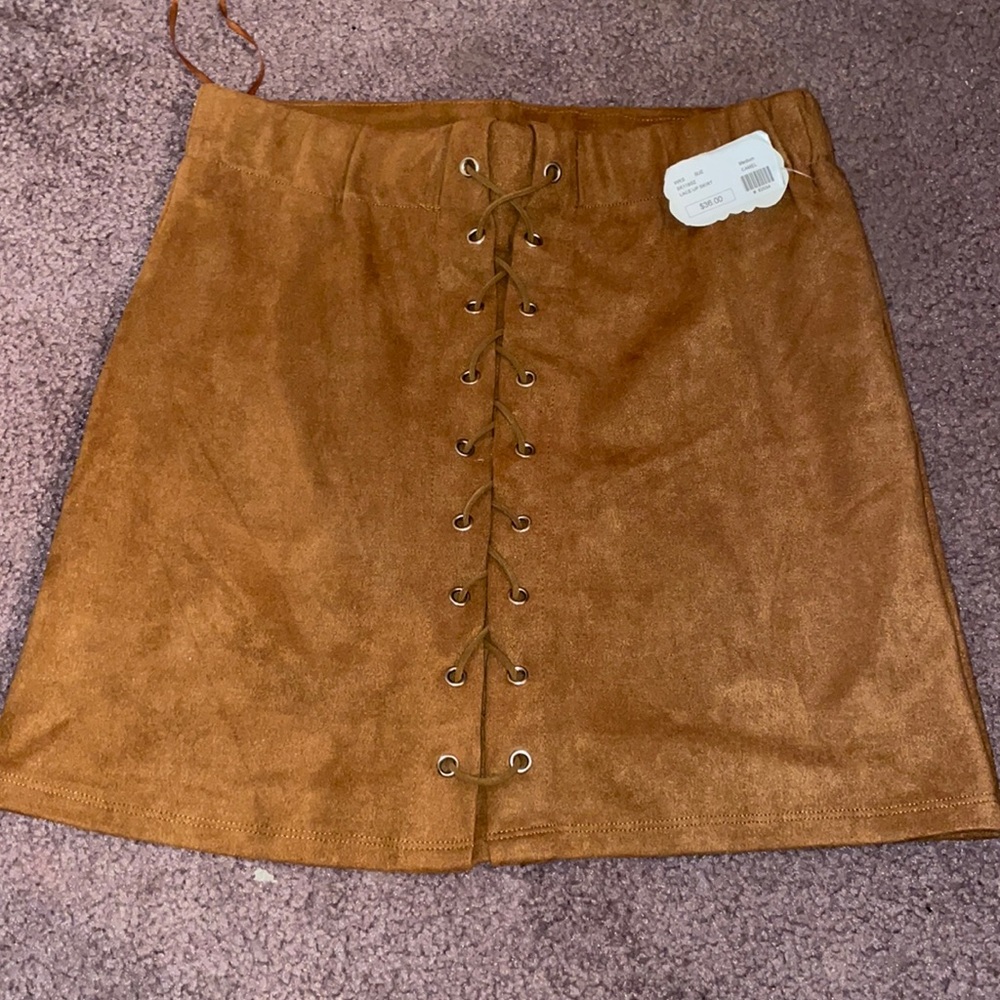 NWT suede brown mini skirt